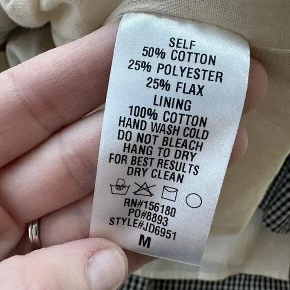 Storia Gingham Midi Dress Size Medium Black White Elastic Tie Waist - Picture 9 of 9